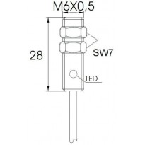 Indukční snímač MB626PFA, M6, 1mm, PNP, NO