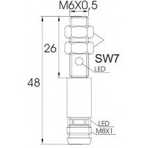 Indukční snímač MB626PFAV6, M6, 1mm, PNP, NO