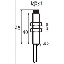 Indukční snímač B01EG82PC, M8, 2mm, PNP, NC