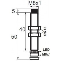 Indukční snímač B01E82PCV6, M8, 2mm, PNP, NC