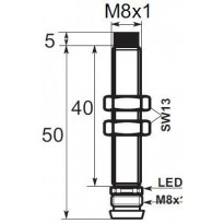 Indukční snímač B01E82NCV6, M8, 2mm, NPN, NC