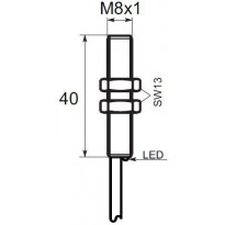 Indukční snímač B03G82PO, M8, 2mm, PNP, NO