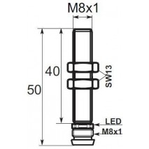 Indukční snímač B0383POV6, M8, 3mm, PNP, NO