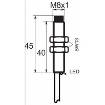 Indukční snímač B03EG84NO, M8, 4mm, NPN, NO