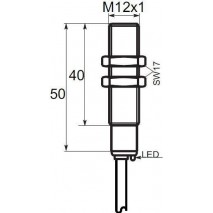 Indukční snímač C01G122AC, M12, 2mm, NC