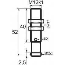 Indukční snímač B01122PCC5, M12, 2mm, PNP, NC