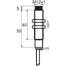 Indukční snímač B01EG124NO, M12, 4mm, NPN, NO