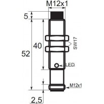 Indukční snímač B01E124NOC5, M12, 4mm, NPN, NO