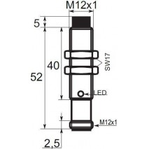 Indukční snímač B03E128PCC5, M12, 8mm, PNP, NC