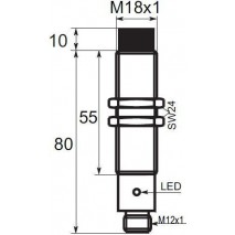 Indukční snímač B01E188POC5, M18, 8mm, PNP, NO