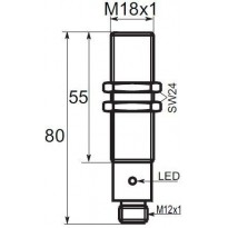 Indukční snímač B03188POC5, M18, 8mm, PNP, NO