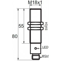 Indukční snímač B03188PCC5, M18, 8mm, PNP, NC