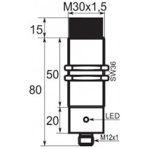 Indukční snímač B03E3035POC5, M30, 35mm, PNP, NO