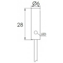 Indukční snímač MB626PLA, Ø6, 1mm, PNP, NO